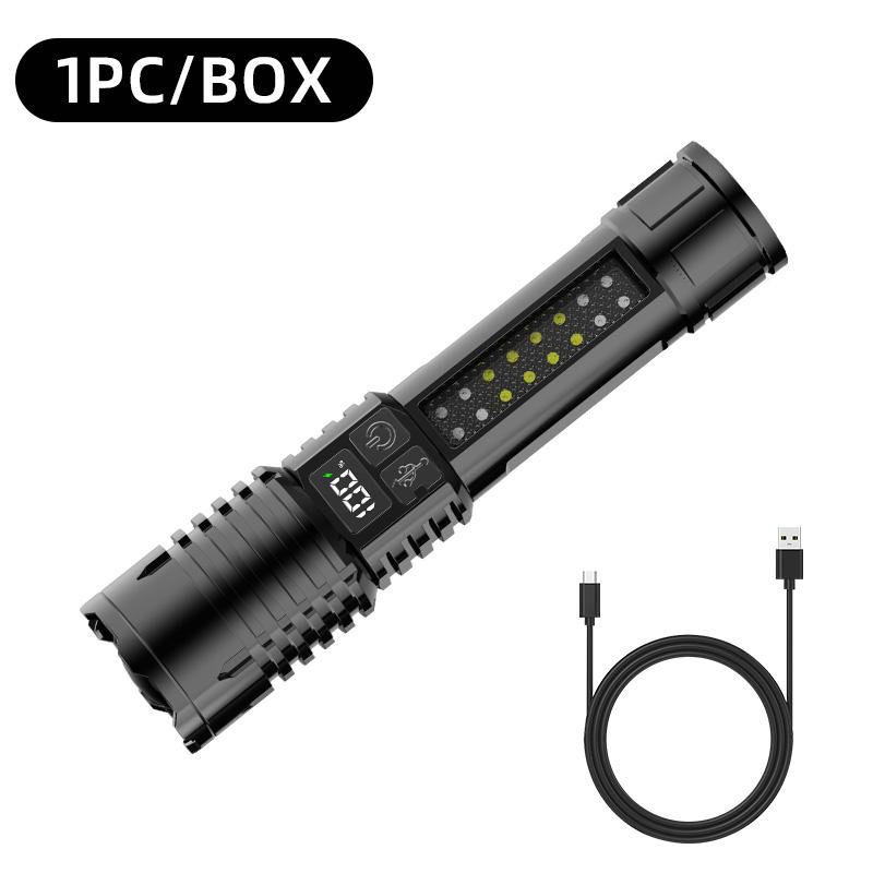 P50 COB Flashlight Portable Rechargeable Bright Household LED Lamp Built-in Battery, with Power Display.