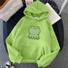 Unisex Hoodie Solid Color Frog Pattern Autumn Winter Korean Style Warm Sweatshirt for Daily Wear