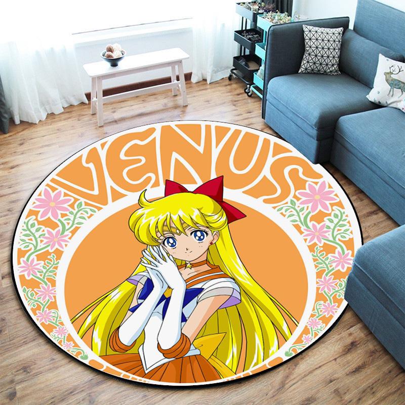 Cute Cartoon Theme Sailor Moon Tsukino Usagi Cartoon Rug Multifunctional Household Anti-slip Decorative Door Mat, Outdoor Floor Mat, and Carpet Q12