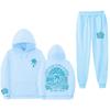 Chasing Sunsets Threaded Peripheral Printing Men's and Women's Sweatshirts Sweatpants Set Hoodie Straight Pants Set
