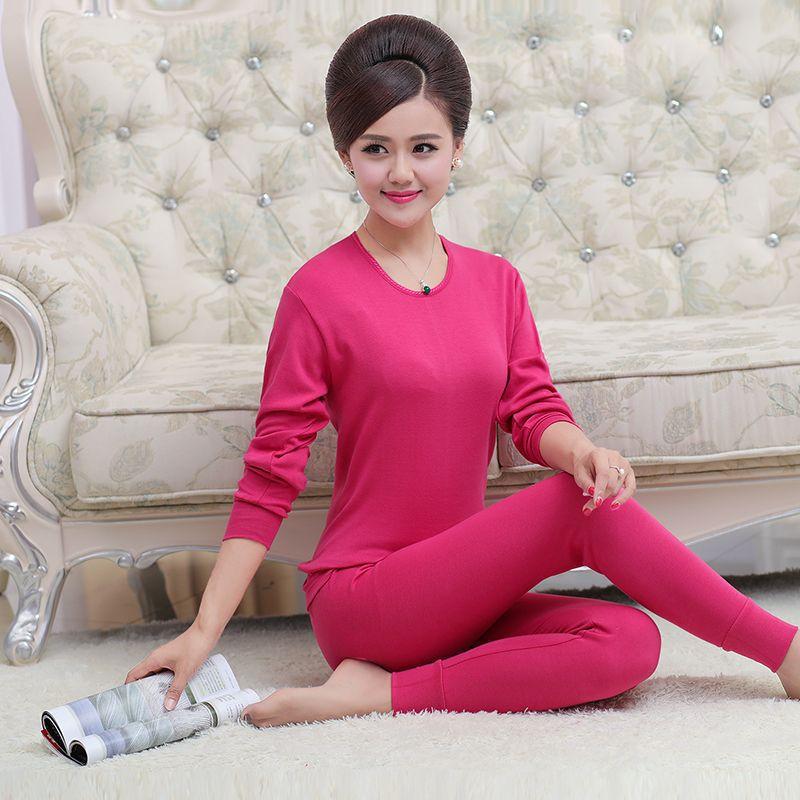 A High-neck, Thin and Large-sized Cotton Sweater Set for Middle-aged and Elderly Women In Thermal Underwear