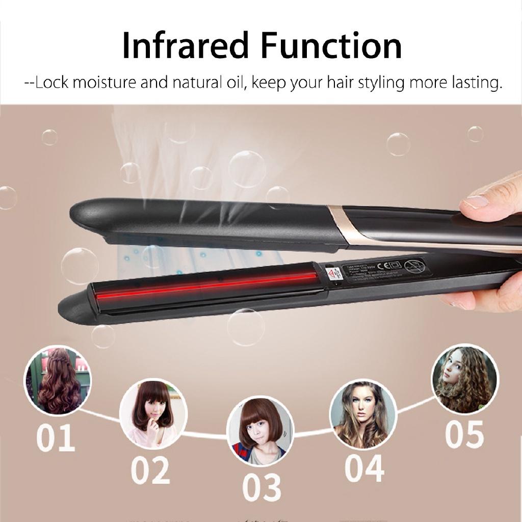 Professional Hair Straightener Curler Hair Flat Iron Negative Ion Infrared Hair Straighting Curling Corrugation 2-in-1 220V