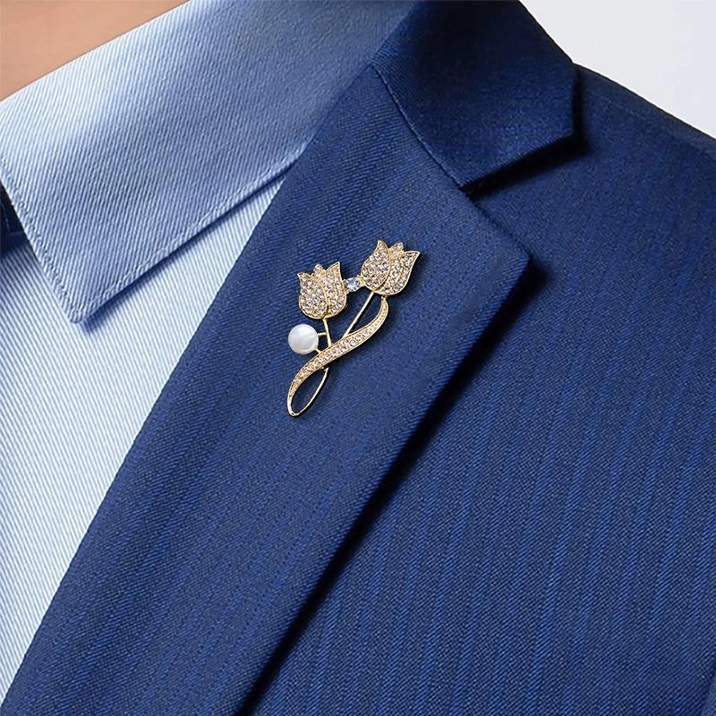 Pearl Tulip Small Western-Style Ornaments Single-Stitch Brooch Mourning Brooch For Women