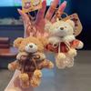 Cute Plush Bear Keychain With Checkered Cape Design For Gift And Bag Decoration