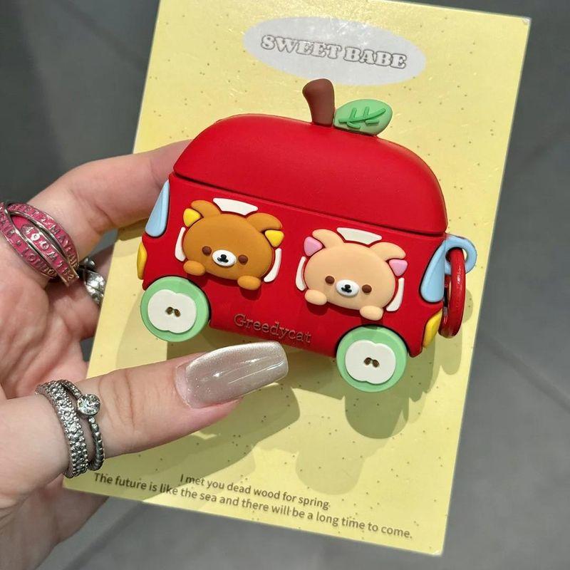 

Oppoencoair4pro Earphone Case Oppoencofree2i Protective Case AIR2 Niche Style Silicone R3pro Fun Cartoon Drop-Resistant Soft Case for Men and Women OPPO Enco Free2/2i Elaine Bear Apple Car + Ring