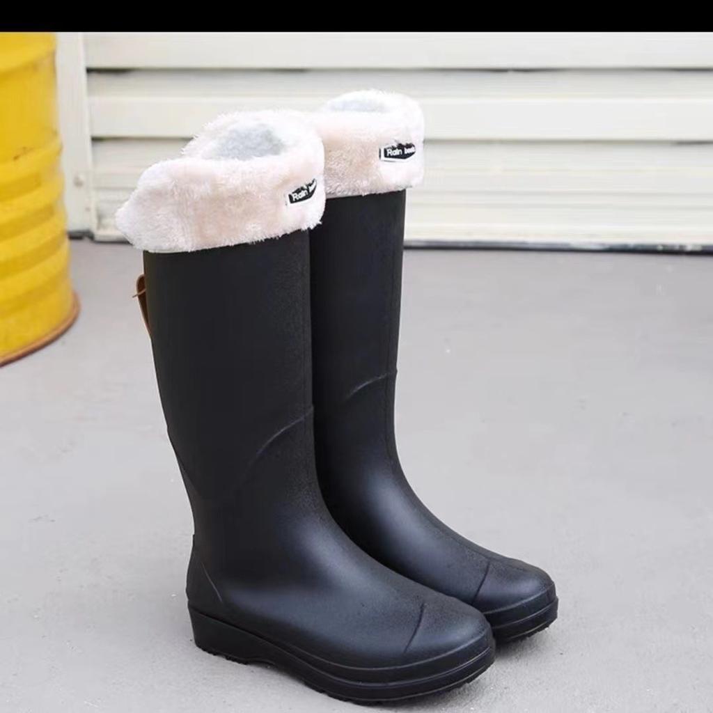High tube rain shoes men's and women's non-slip waterproof shoes thick sole wear-resistant long tube water boots outdoor wading rubber shoes fashion