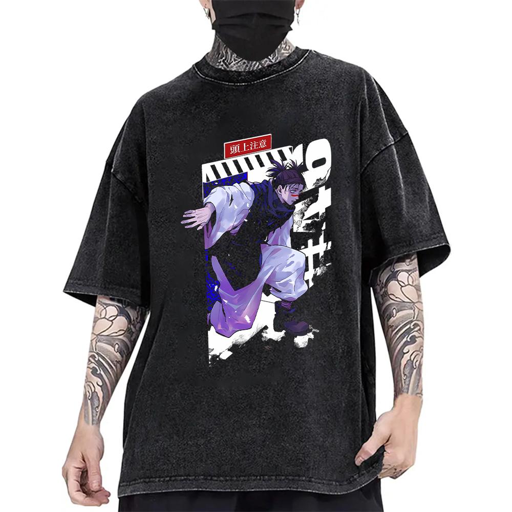 

Hot Anime Jujutsu Kaisen Choso Graphic Tshirt Men Washed Cotton T-shirts Manga Vintage T Shirt Harajuku Male Oversized Tops S чорний
