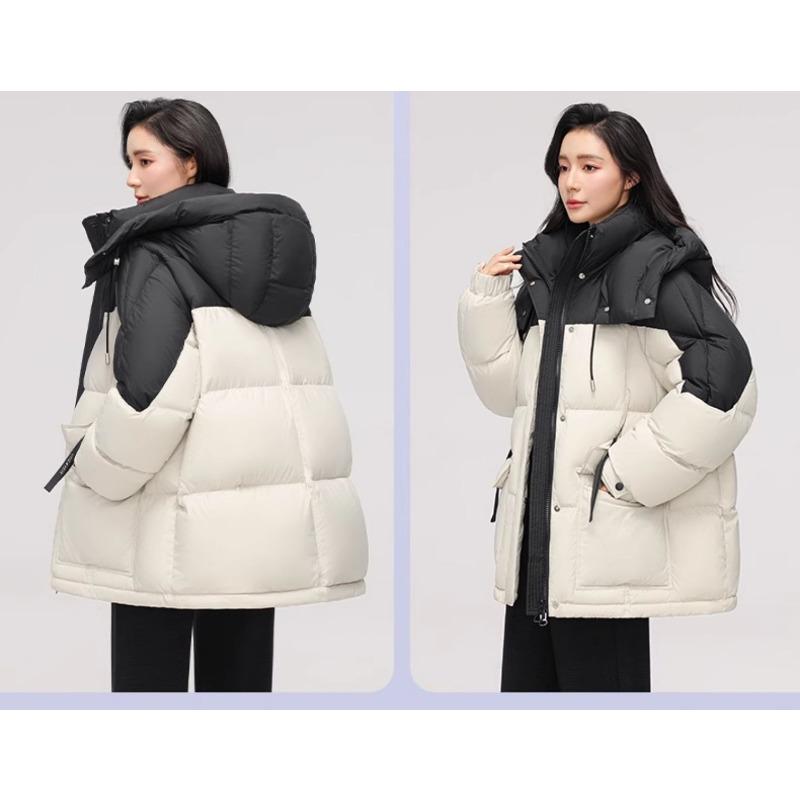 Winter new down cotton clothes short thickened niche color matching hooded jacket cotton clothes tide