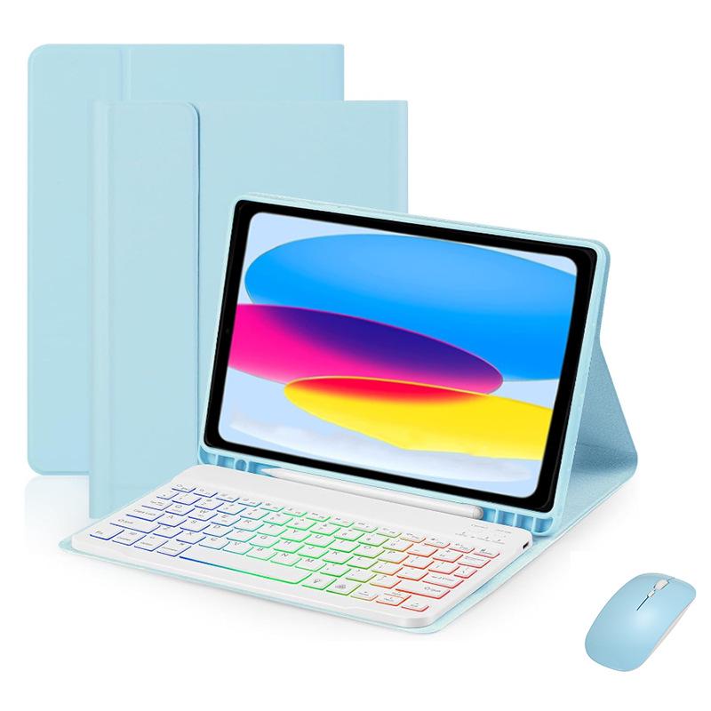 Colorful Backlit Keyboard Case for iPad 11th Gen - A16 Detachable Keyboard with Pen Holder