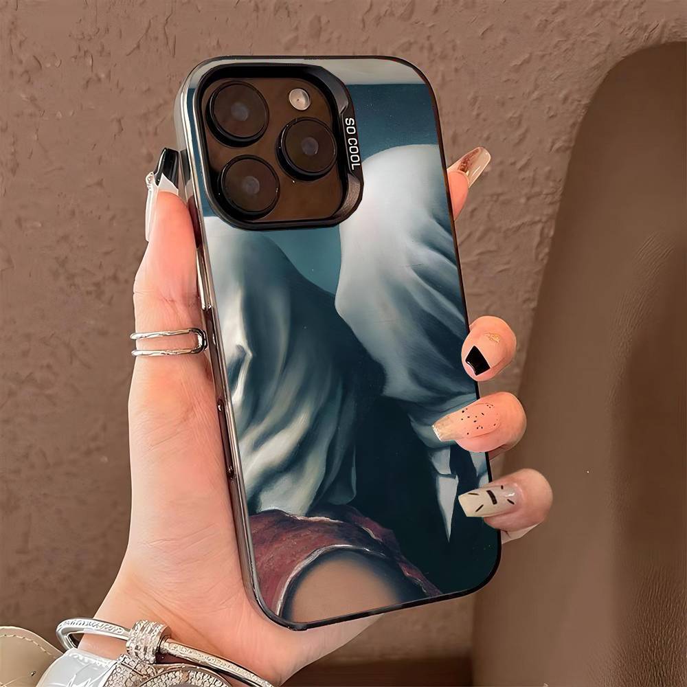 R-Rene Magritte Art phone case for iPhone 17 17Air 16 15 14 13 12 11 Pro Max Plus Colorful Silver