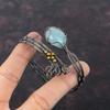 Aquamarine Bangle Copper Wire Wrapped Adjustable Cuff Bracelet Handmade Gemstone Bangle Aquamarine Copper Jewelry Gift For Mom Wire Jewelry