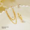 Luxury Cubic Zirconia Chain Earrings Set for Women Gold Color Multi Piercing Ear Stack Jewelry Daily Party Accessories Gift