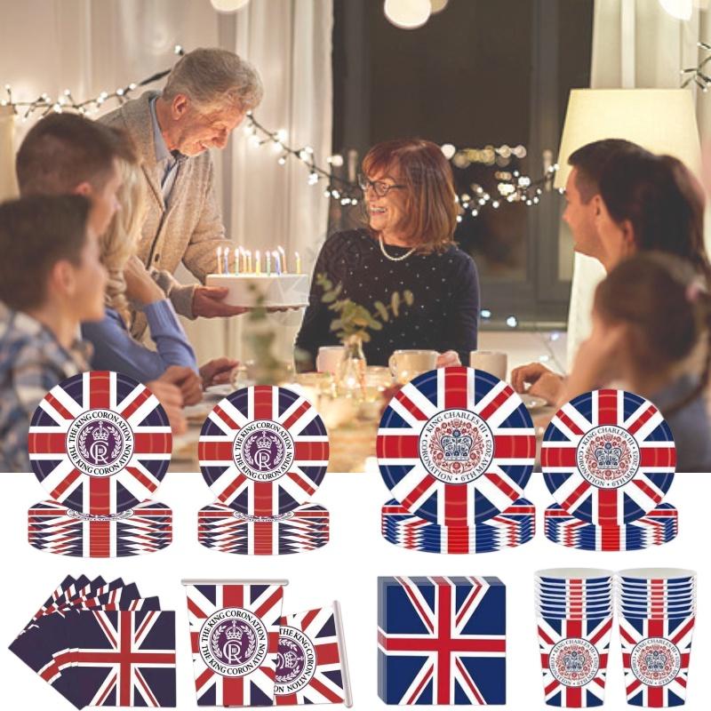 König Karl III. Union Jack Einweg-Partyzubehör für Geburtstagsfeier