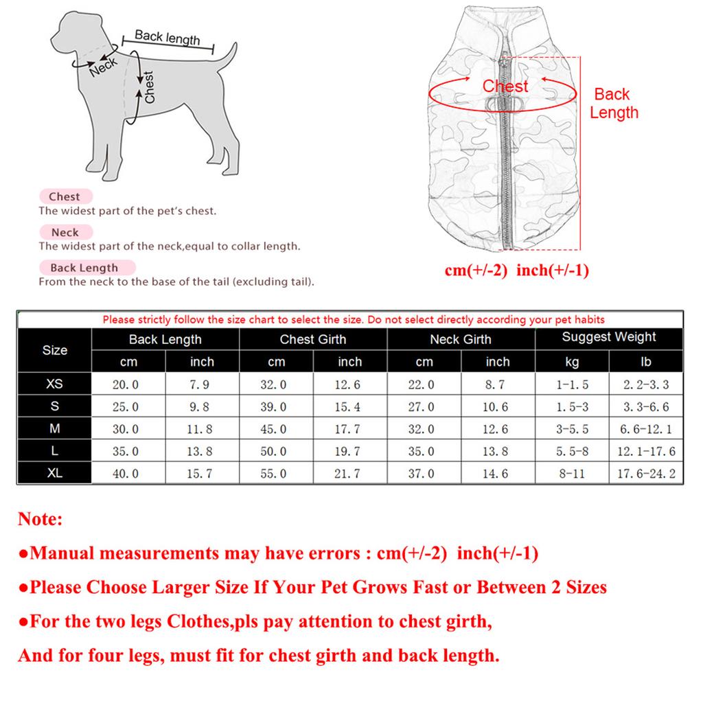 Winter Warm Dog Clothes Camouflage Print Pet Jacket Outdoor Windproof Coat with D-ring for Small Medium Large Dogs Cats Yorkshire Chihuahua Costume