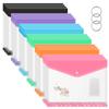 24Pcs Plastic Envelopes Binder Pocket with 11 Holes Waterproof Envelopes Binder Folder with Snap Button and Label Pocket