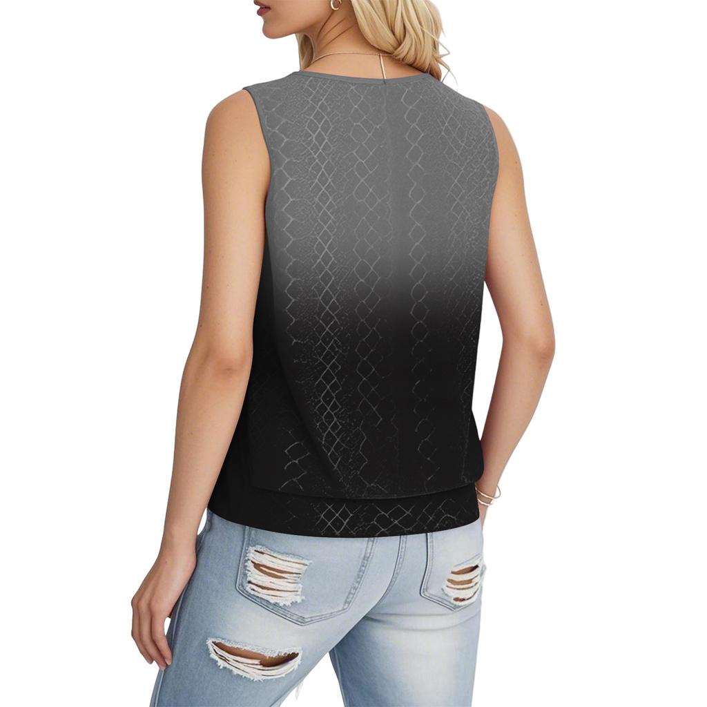 Women's Loose Fashion Casual Gradient Printed Round Neck Sleeveless Summer Vest