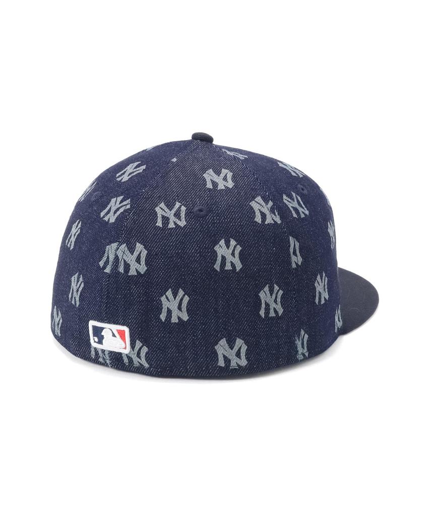 New Era 59FIFTY Denim Monogram NY Indigo 7 5950 Laser Burn NEYYAN IND Cap, Denim, 1/2 Count, Out,