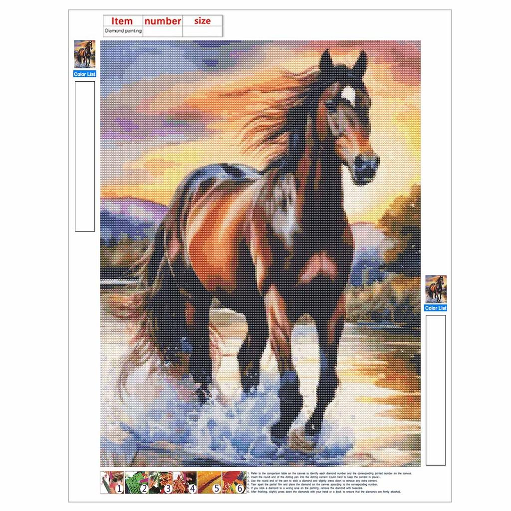 Horse DIY Diamond Art Painting Kit with Shiny Resin Diamonds for Adults Relaxing Craft Wall Decor and Handmade Gift Idea Set Decor