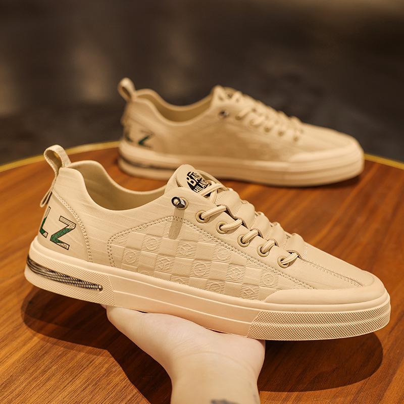 

Модные новые мужские кожаные повседневные туфли, весенние молодежные классные белые туфли для скейтбординга, крутые мокасины для мальчиков 44 бежевый