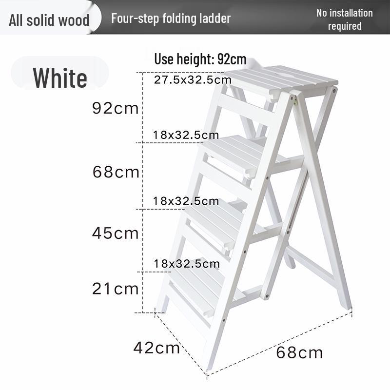 Solid Wood Multifunctional Folding Ladder-Chair: Indoor Portable 4-Step Stool & Climbing Ladder