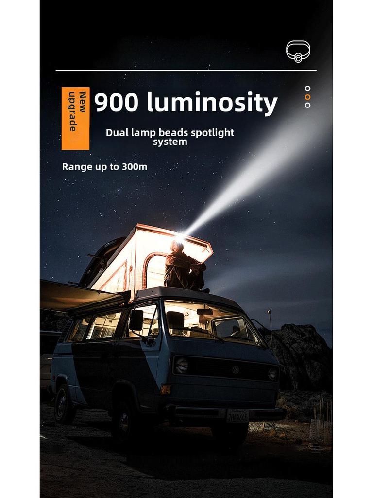 Rechargeable Waterproof Head-Mounted Fishing Light with Induction, Red Emergency Light, High Brightness, Lightweight Design.