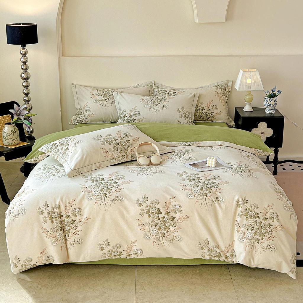 Szczotkowana Czysta Bawełna Antybakteryjna Zimowy Komplet Pościeli - 4-częściowy do Sypialni Głównej