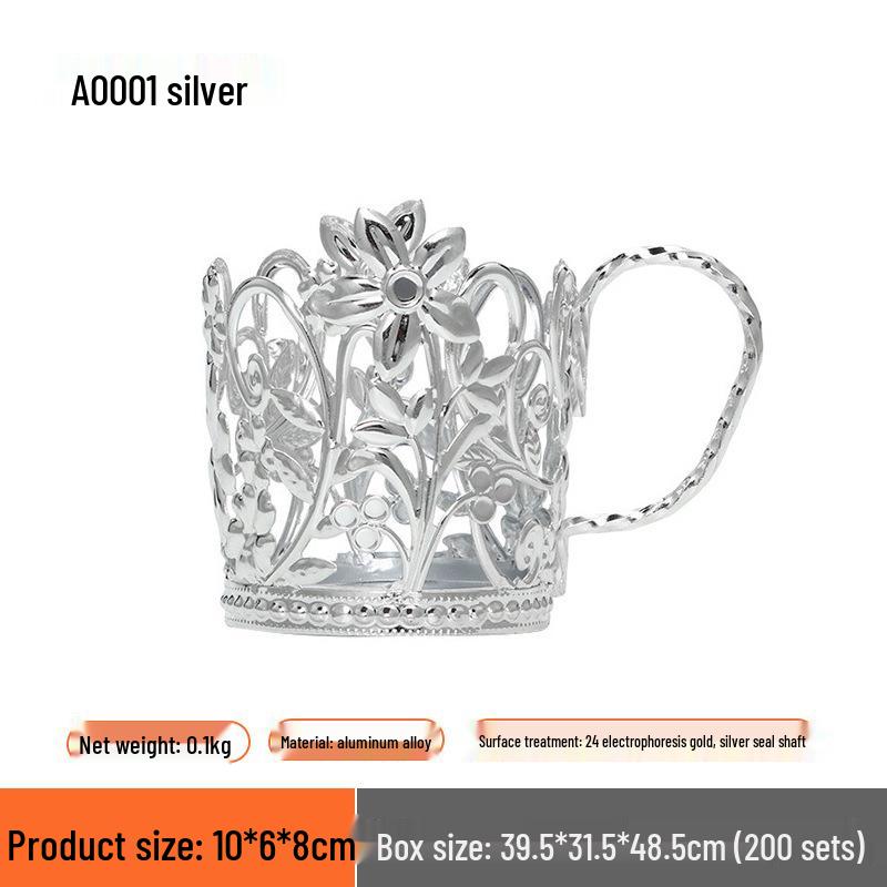 Wrought Iron Disposable Cup Holder & Insulated Tea Coaster with Silver Lace