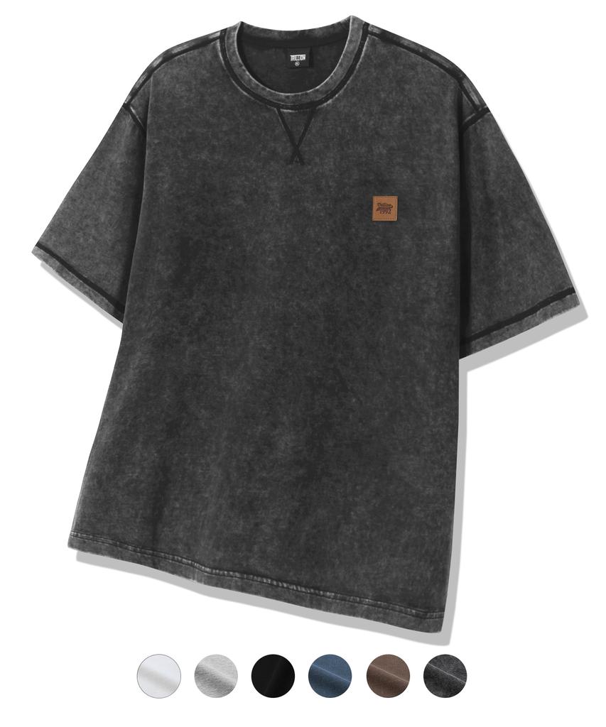 TRILLION Cover Stitch Pigment Short Sleeve T-Shirt_6 Colors (Type B)