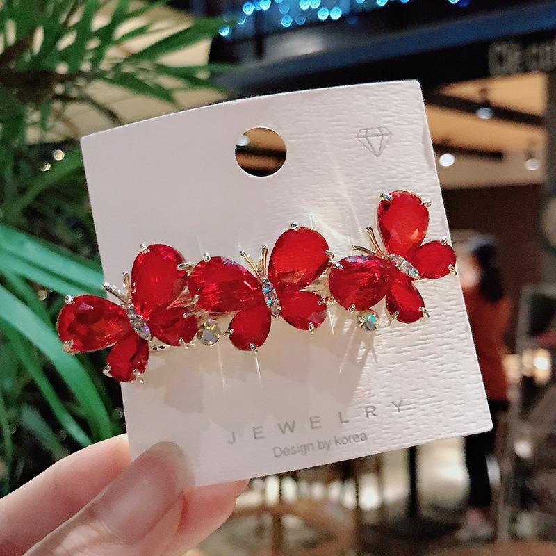 Fashion Crystal Butterfly Hair Clip Large Top Clip Flower Spring Clip Cute Women's Duckbill Clip Headdress