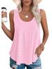European & American Women's Summer Crew Neck Eyelet Sleeveless Tank Top T-Shirt
