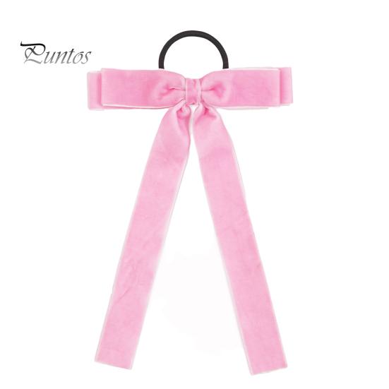 Samt-Haargummi mit Schleife, süß, elegant, einfarbig, hochelastisch, weich, für Damen und Mädchen, Pferdeschwanz-Halter, Haarseil, Haar-Accessoires, Geburtstagsgeschenk
