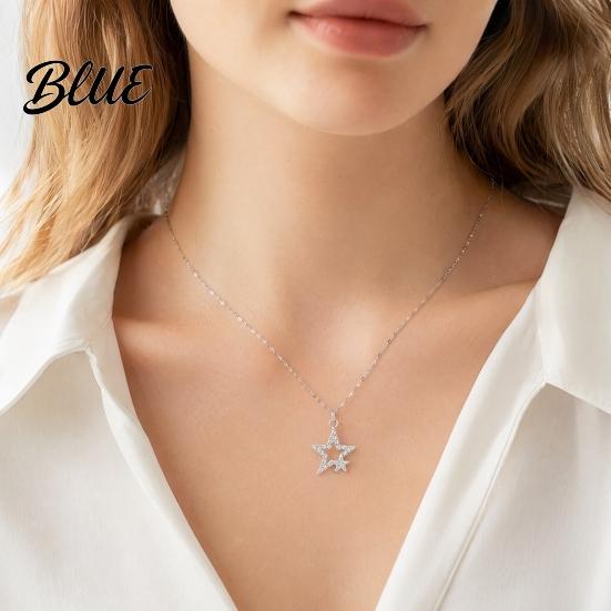 Shiny Star Pendant Five-pointed Necklace Sparkling Rhinestone Stars Adjustable Alloy