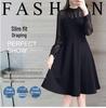 Waist-Cinching Lace Dress: Plus Size, Slimming, Long-Sleeved, for Spring & Autumn
