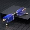 Rimless HD Anti-Blue Light Reading Glasses - Anti-Fatigue, Unisex, Portable for Middle-Aged & Elderly
