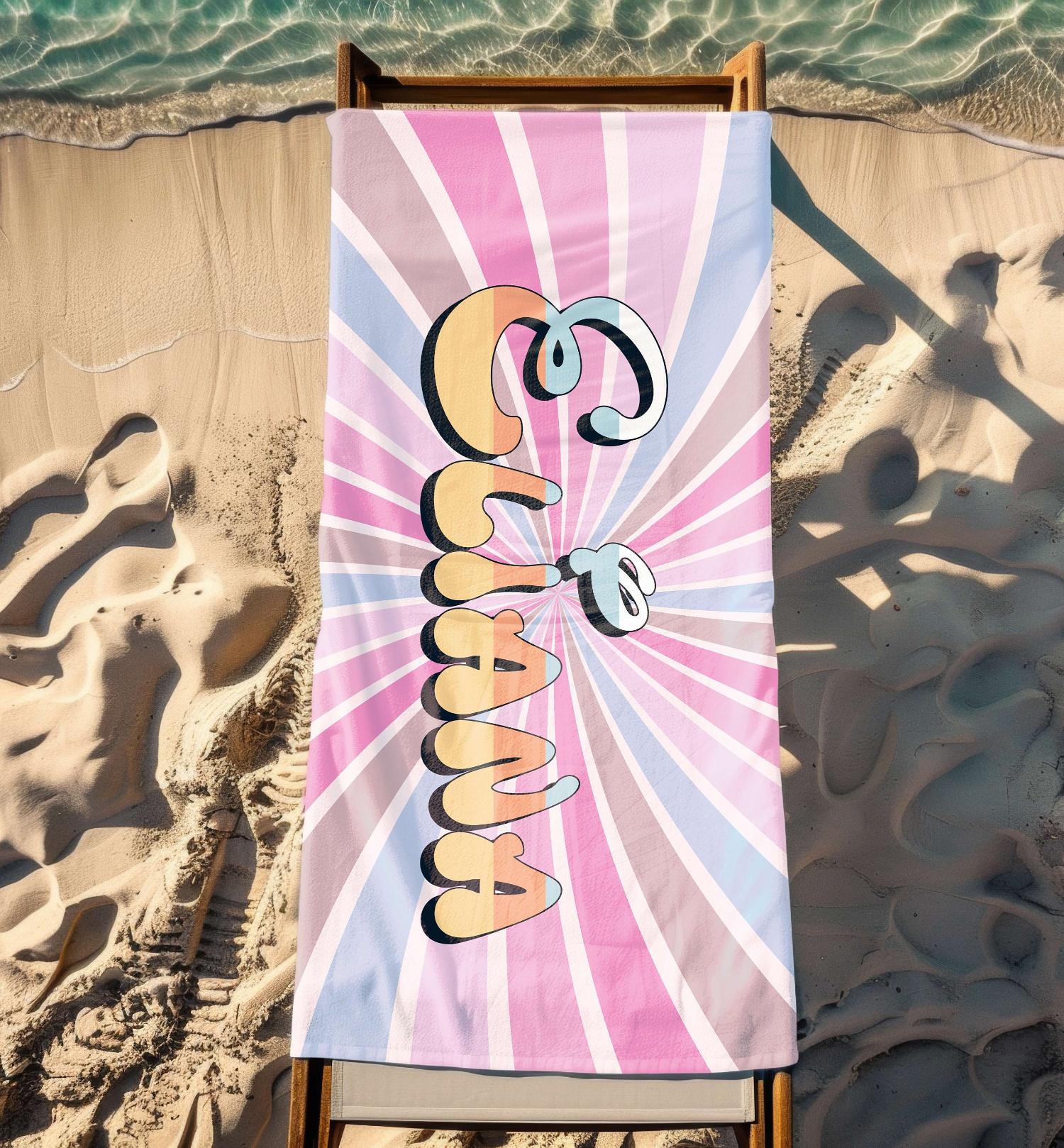 

Beach Towel, Retro Sunburst Print Quick-Dry Towel with for Beach, Pool, Summer Vacations and Nostalgic Gifts W30*H60(CM)