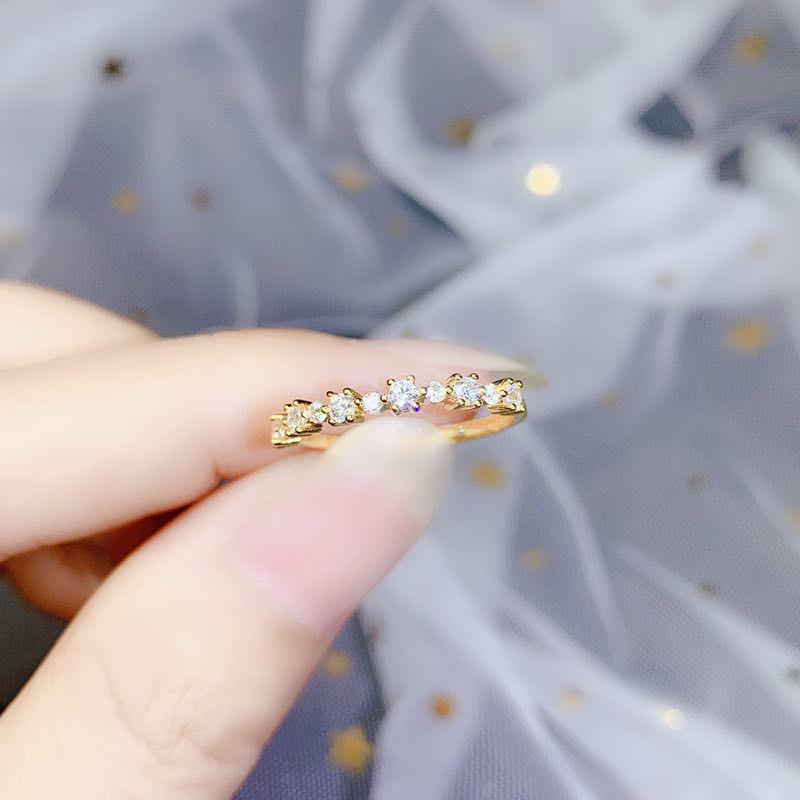 Copper Inlaid Zircon Adjustable 14K Gold Plated Japanese Style Ring - Perfect Best Friend Birthday Gift