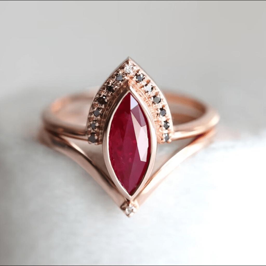 1 Retro Geometric Diamond Synthetic Zircon Color Blocked Ring Creative 2-in-1 Ring