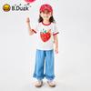 B.Duck Girls' Cotton Strawberry Short-Sleeved T-Shirt