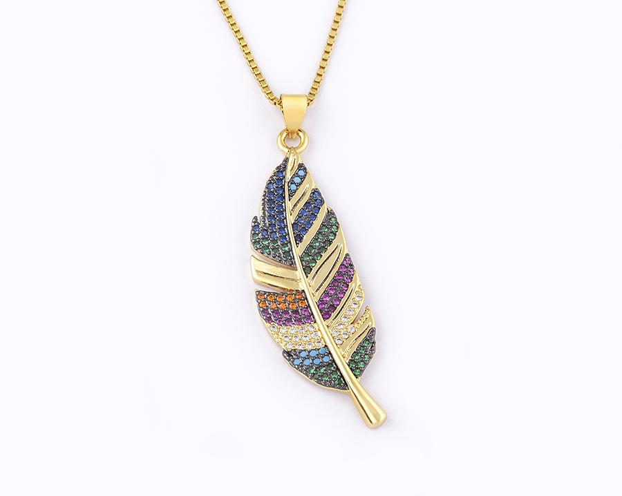 Nidin 6 Styles Irregular Patterns Elegant Feather Pendant Gold Plated Chain Necklaces For Women Accessories Bohemia Jewelry Gift