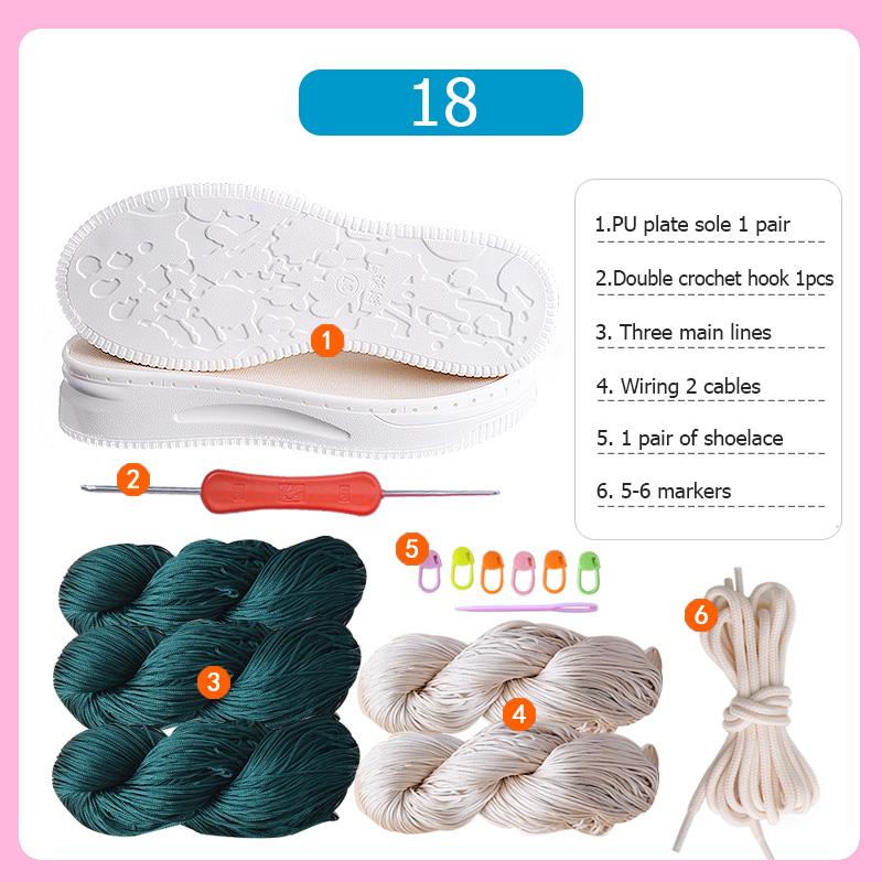 DIY Shoes Crocheted Material Hand-woven Summer Hook Soles Anti-kick Rubber Soles+Hollow Line Knitted Slippers Short Boots