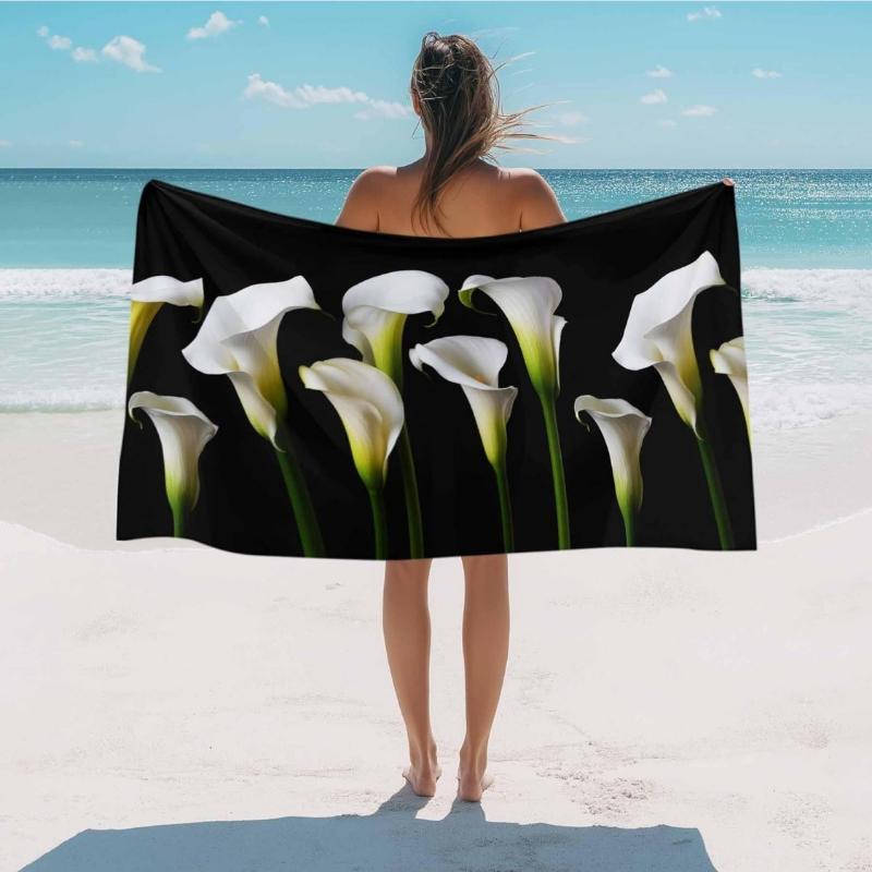 

Beach Towel Calla Lily Bath Pool Towels Elegant Floral Plants Absorbent Beach Towel Soft Large Quick Dry Lightweight Camping W30*H60(CM)