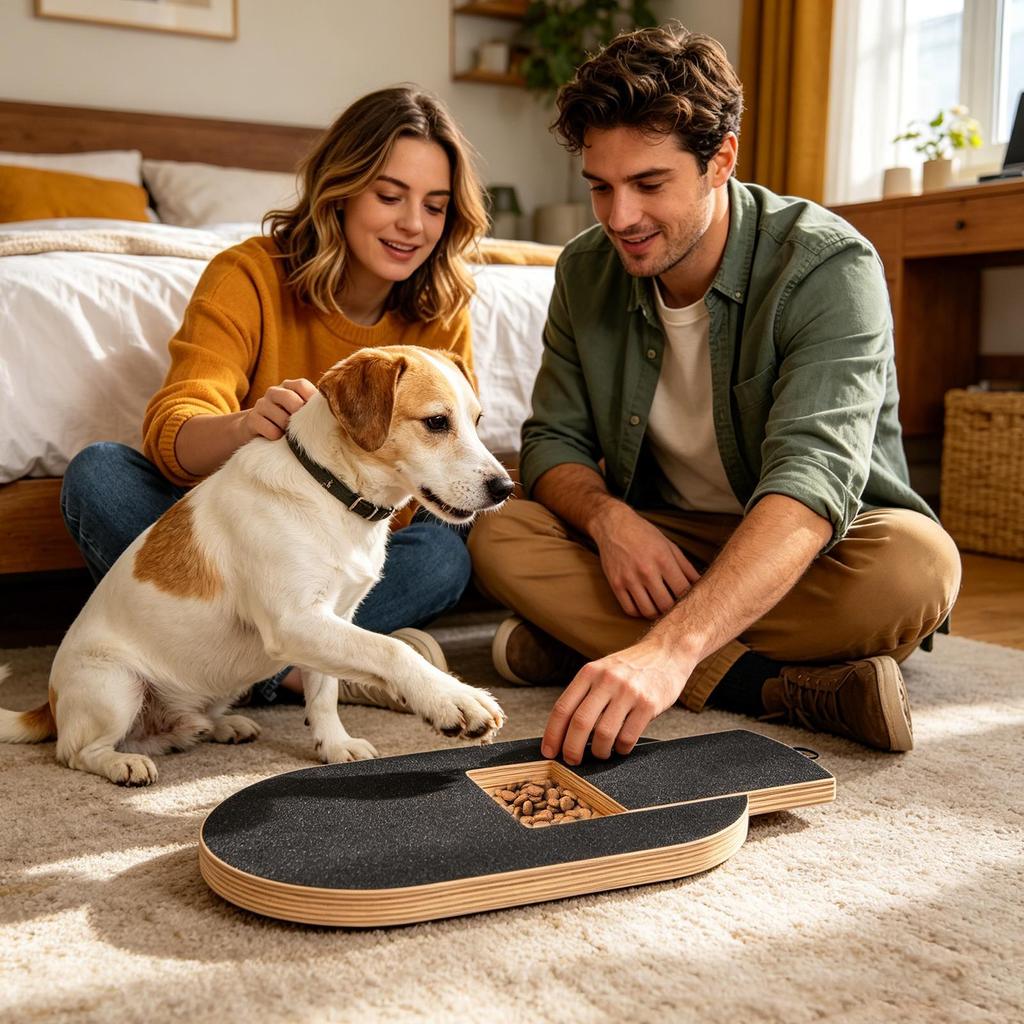 Scratching Board For Dogs Wooden File Pad With Treat Box Dog Nail Scratch Pad For Play Boredom Home Pet Enrichment Carpet Brain