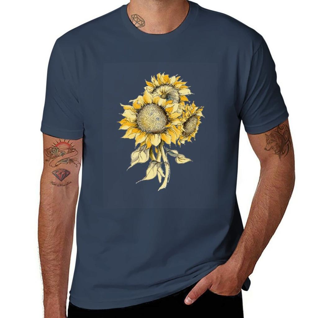 Yellow Sunflowers TShirt Cute Tops Blanks Designer T Shirt Men