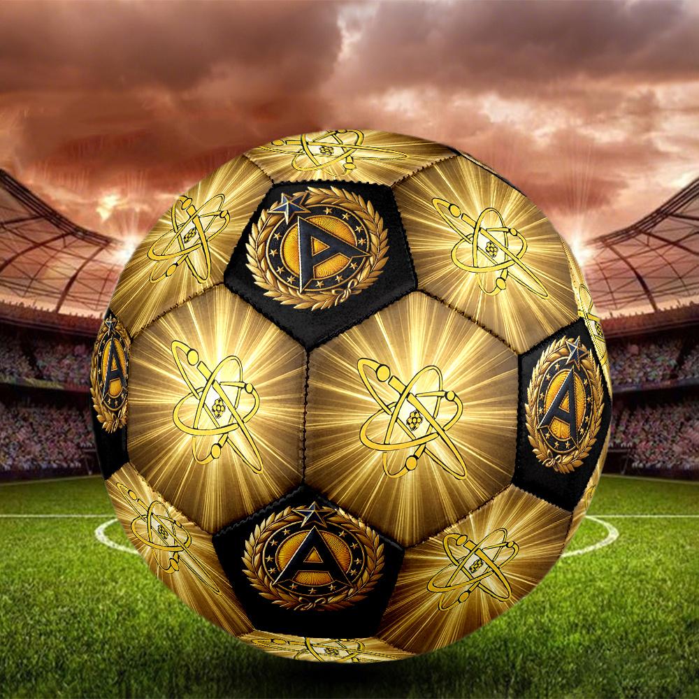 1PC Nuclear Energy Symbol Achievement Soccer Ball Size 5 Football Machine Sewn Indoor/Outdoor Universal Football Surprise Collection n78