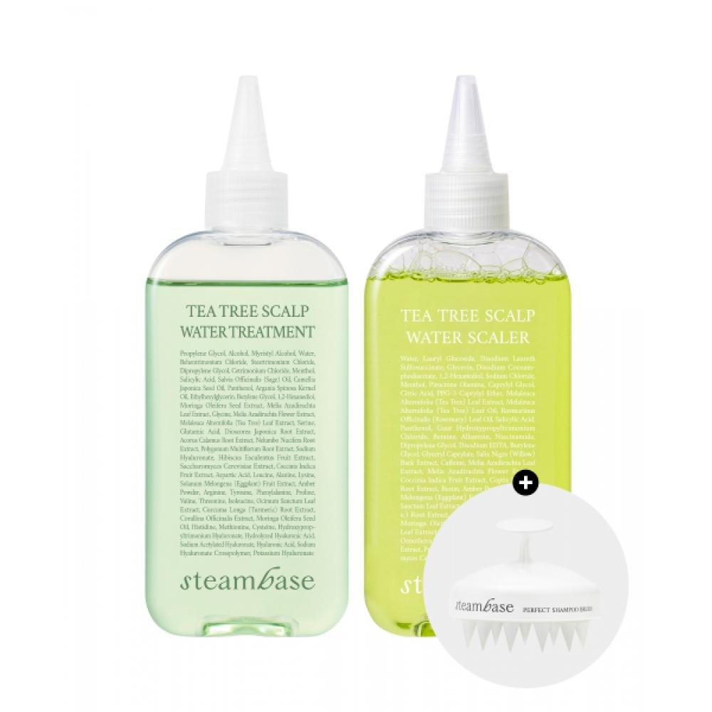 STeambase [free Shampoo Brush] Tea Tree Treatment 250ml + Scaler 250ml NONE