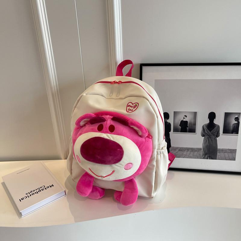 2023 New Canvas Large Capacity Double Shoulder Backpack Cartoon Trendy Cute Pink Girl Bag Tide