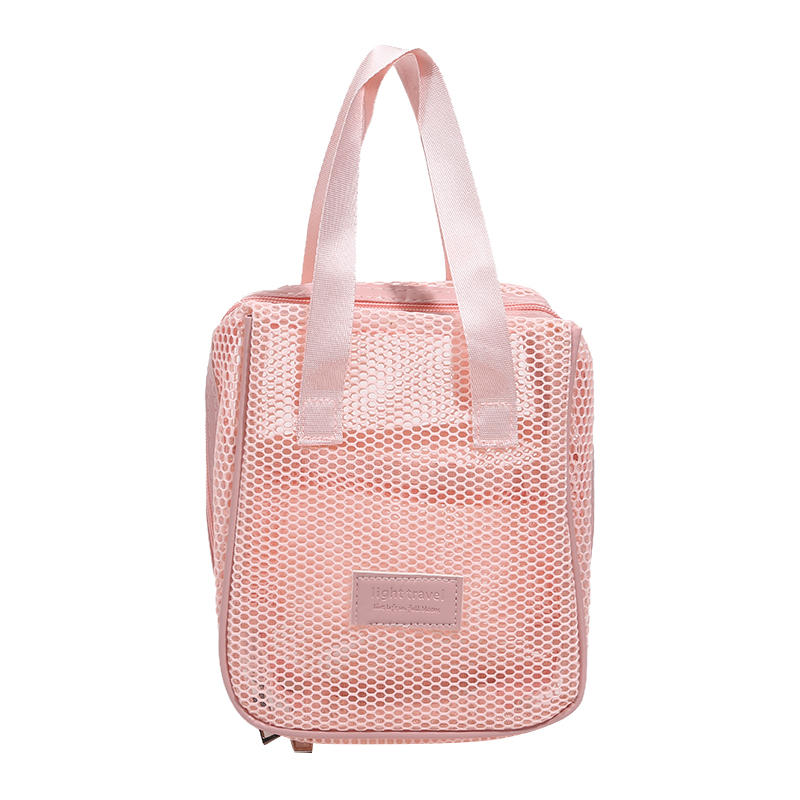 Fashionable Casual Mesh Makeup Bag Large Capacity Handheld Multifunctional Partition Travel Grooming And Storage Bag