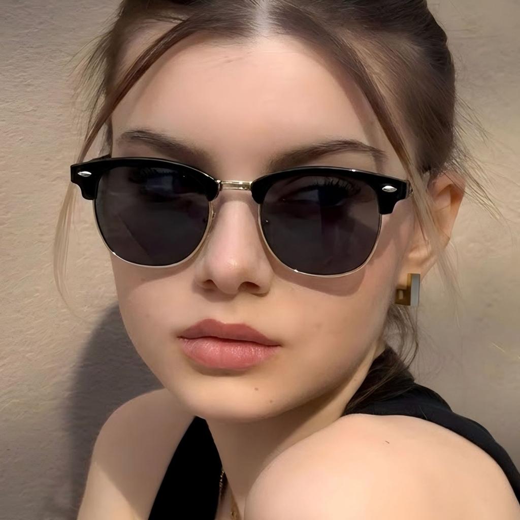 Versatile rivet-accented sunglasses featuring a vintage metal design—stylish, casual, and sun-protective eyewear for the outdoors.