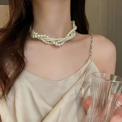 Colliers ras du cou en perles pour femmes, colliers géométriques, accessoires de bijoux pour mariages et mariées