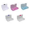 Clear Plastic Storage Box 10 Compartment with Sealing Lid Container for Case for Small Jewelry Ring for Pill Multicolor